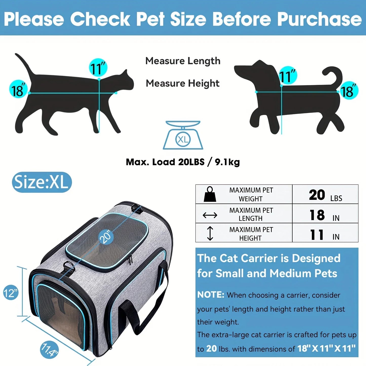 4-Way Expandable Airline-Approved Pet Carrier Foldable Soft-Sided Travel Bag for Cats and Small Pets
