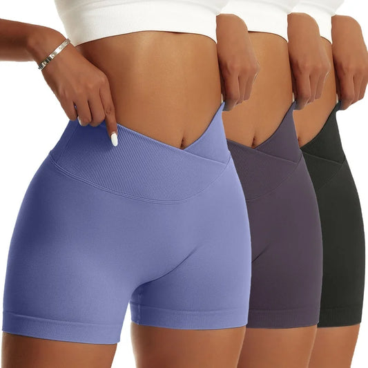 Women High Waist Yoga Shorts Set