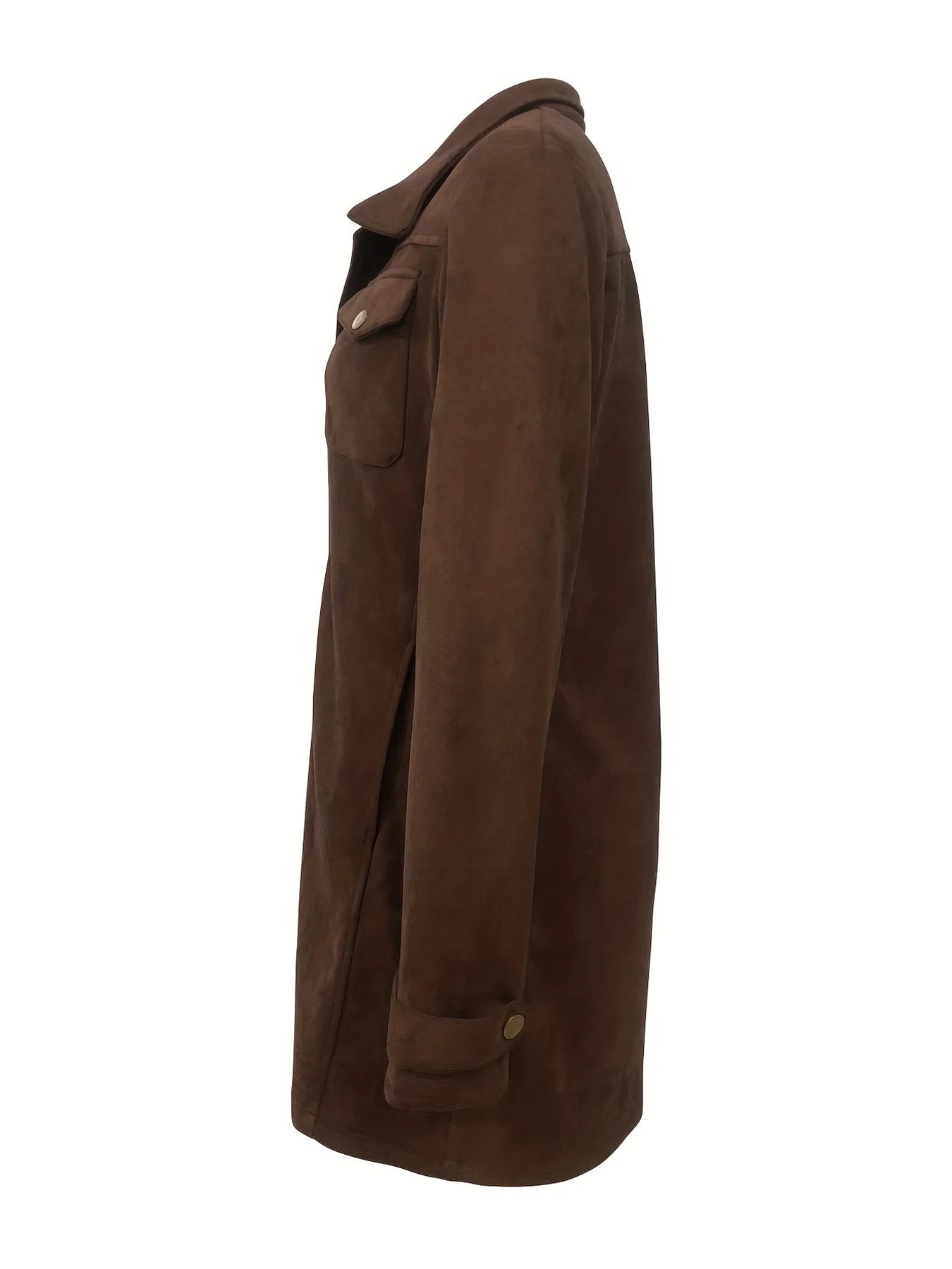 Mid Length Suede Turtleneck Coat