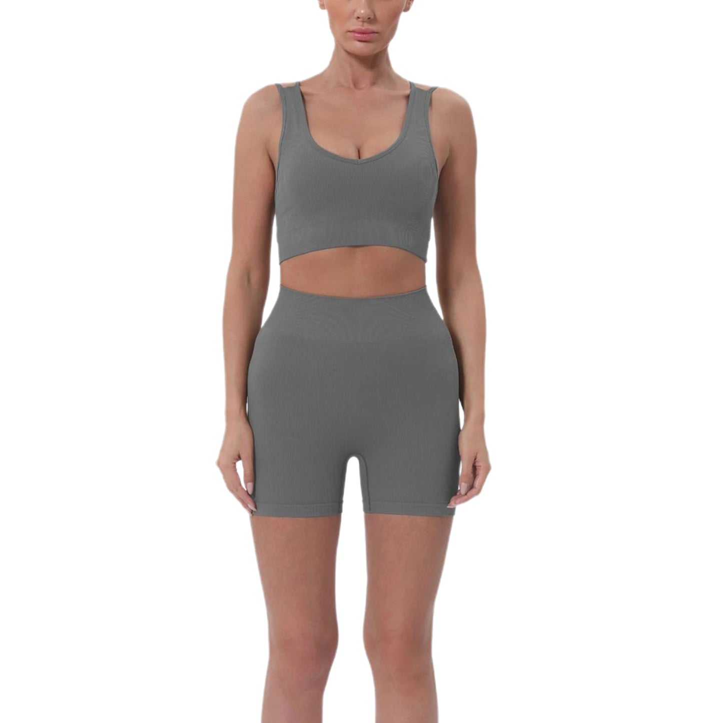 Women's Summer 2-Piece Crop Top & High-Waist Shorts Set