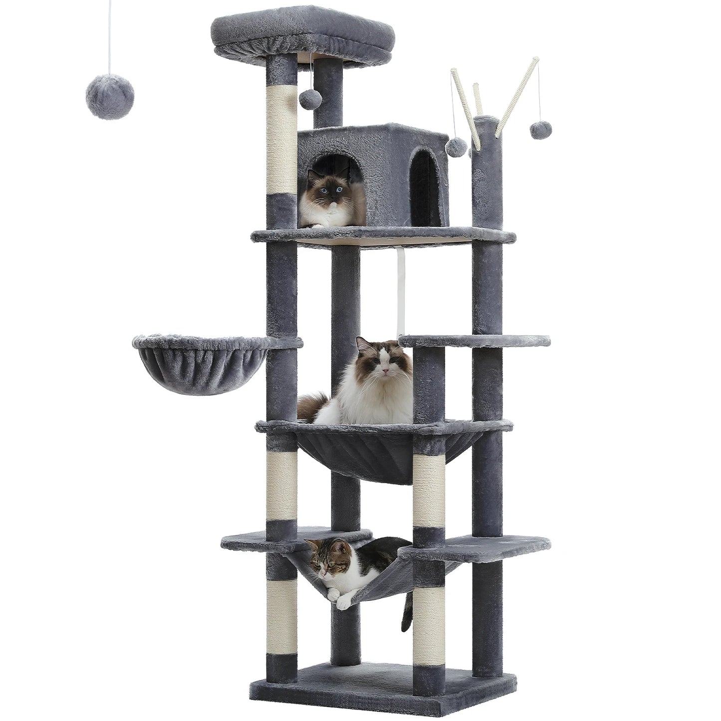 Large Multi-Level Cat Tree Tower for Indoor Cats with Plush Condo Scratching Posts and Perches