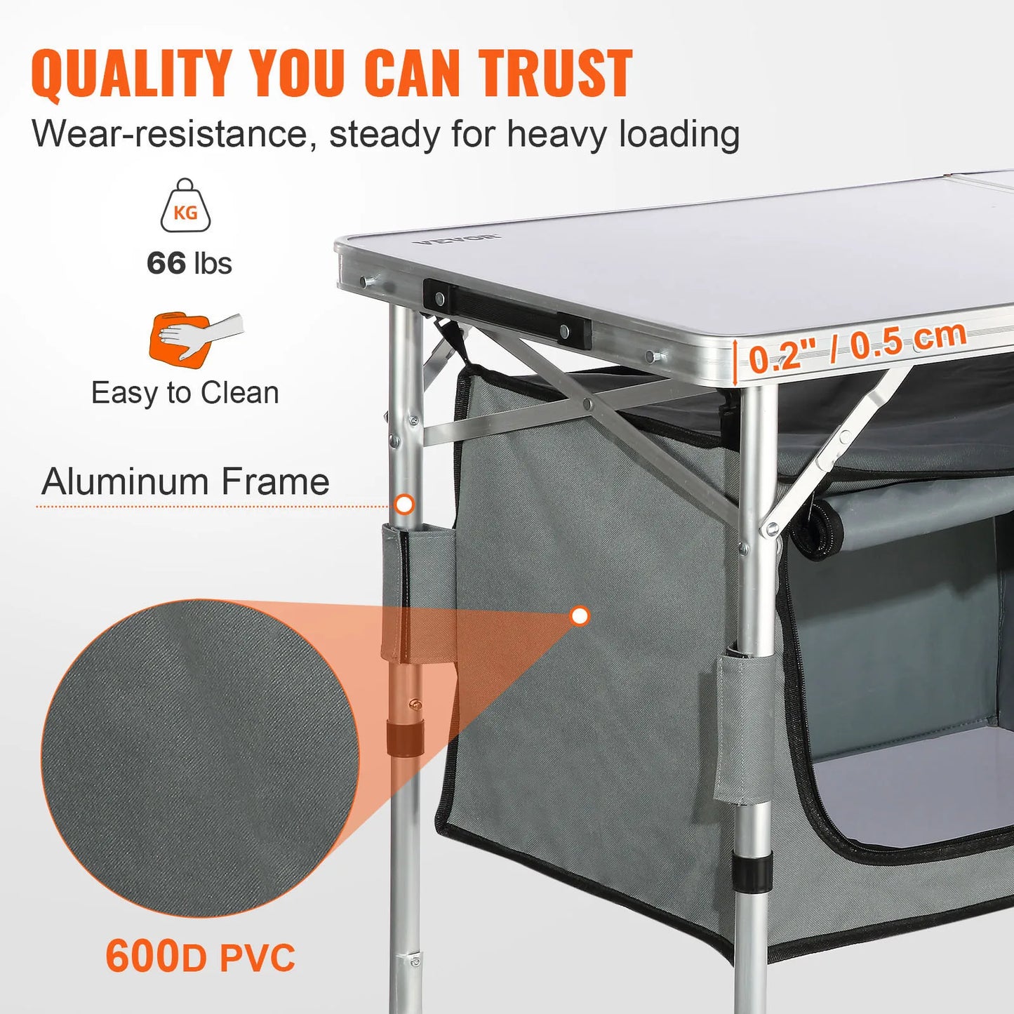 Folding Camping Kitchen Table with Storage