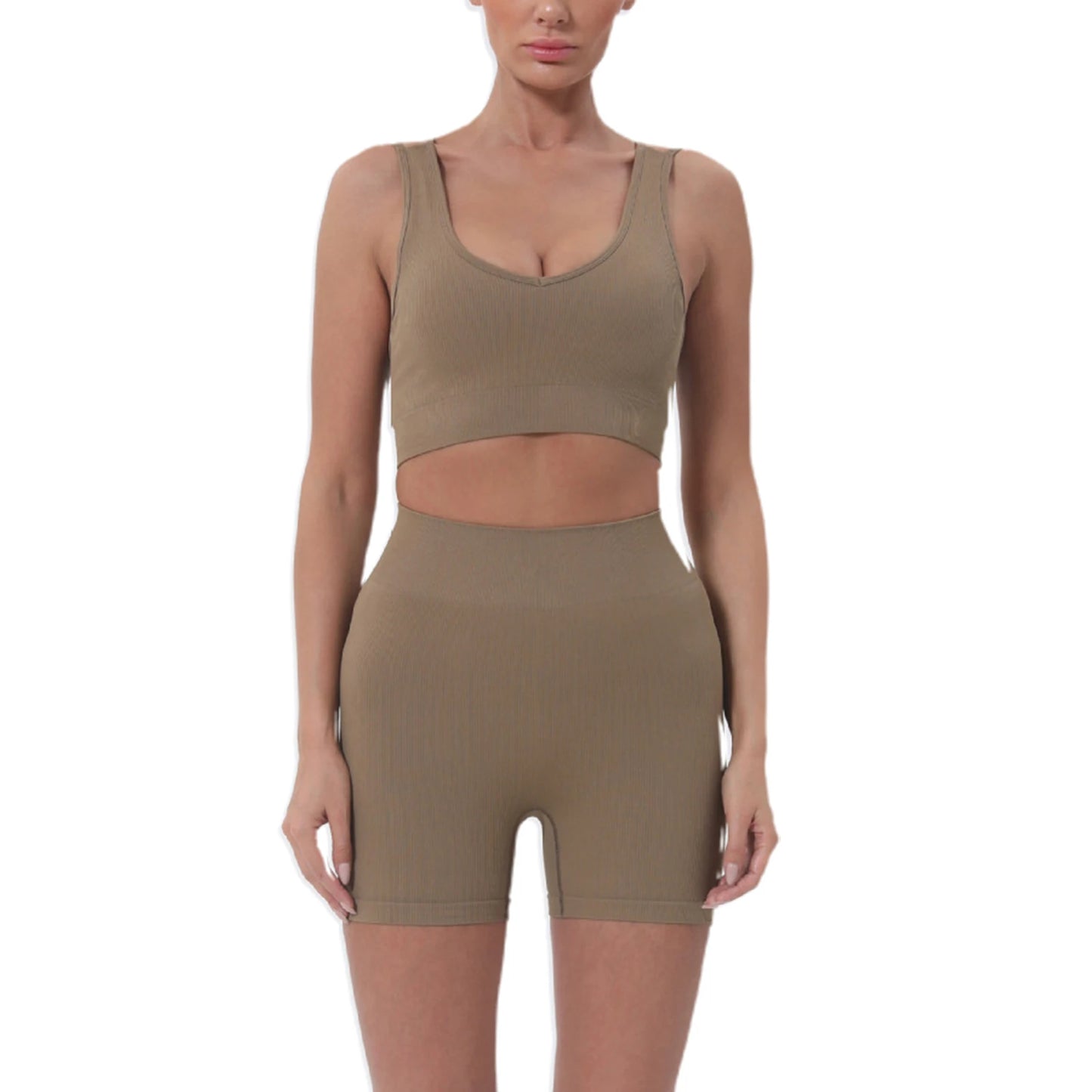 Women's Summer 2-Piece Crop Top & High-Waist Shorts Set