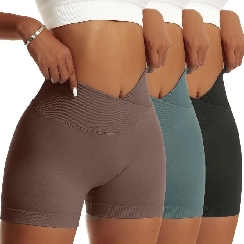 Women High Waist Yoga Shorts Set