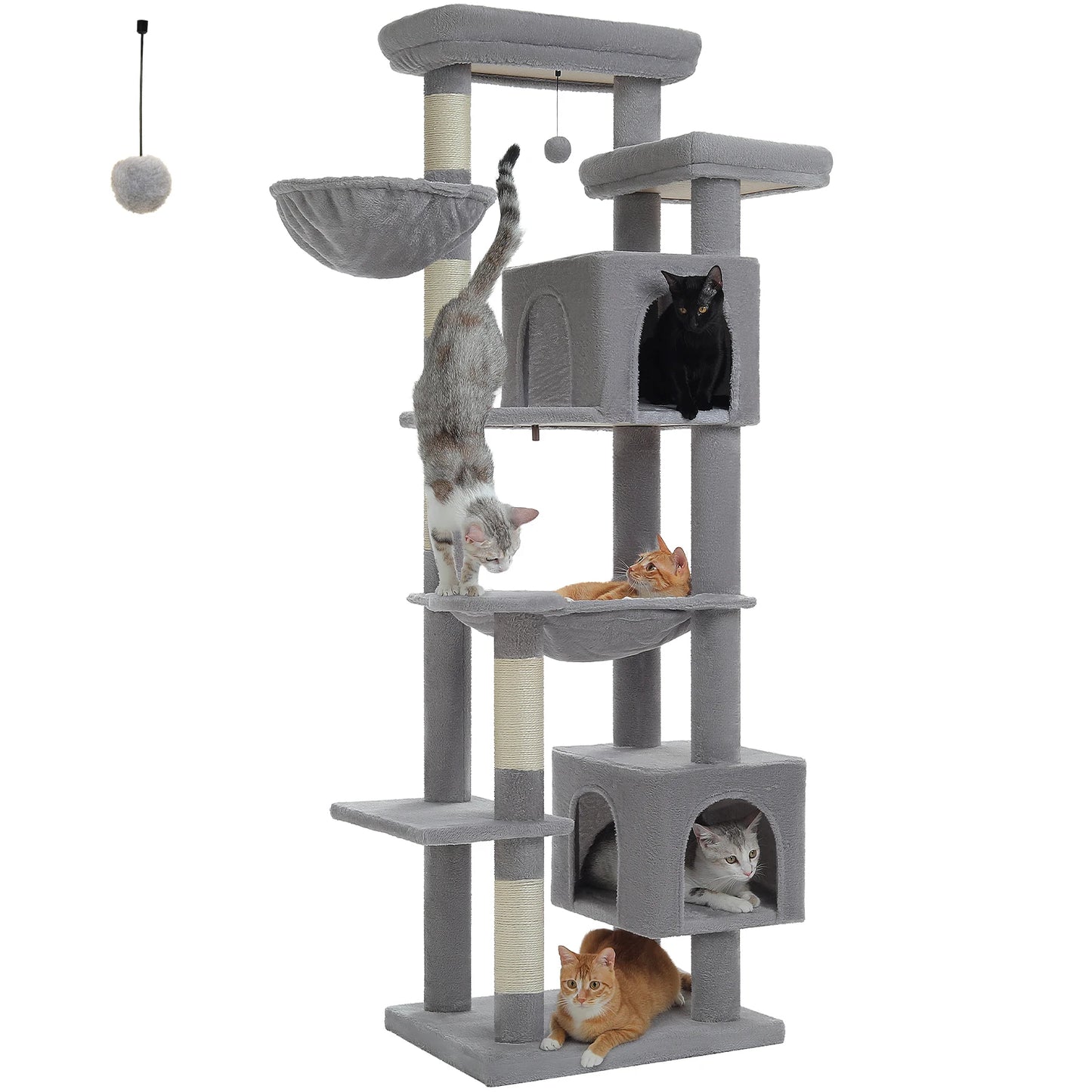Large Multi-Level Cat Tree Tower for Indoor Cats with Plush Condo Scratching Posts and Perches