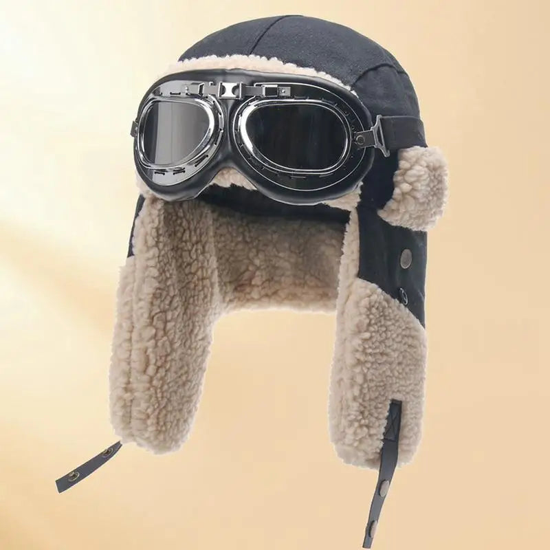 **Winter Ski Hat with Goggles and Ear Protection**