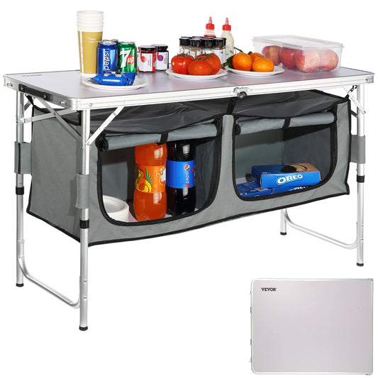 Folding Camping Kitchen Table with Storage