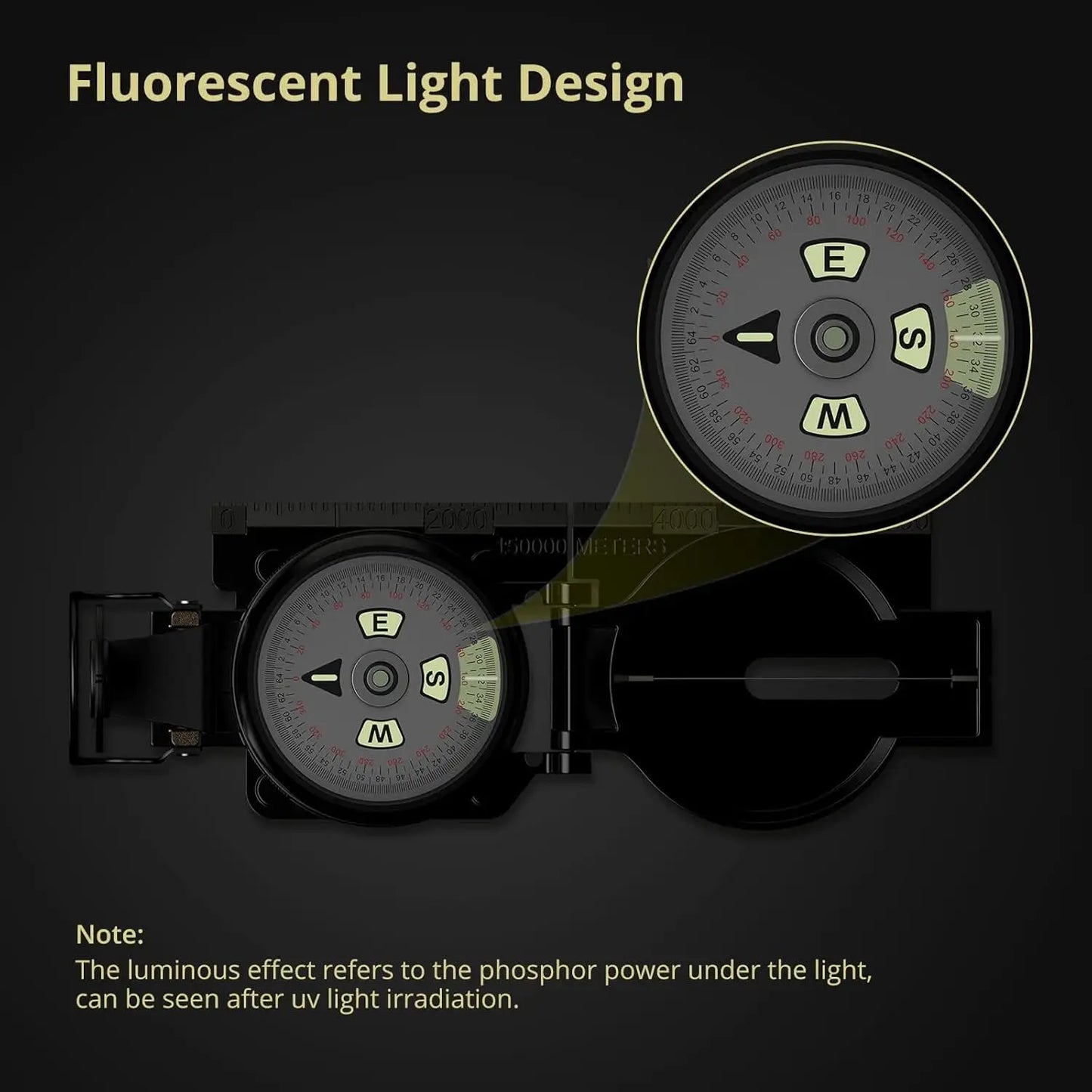 Military Handheld Compass Waterproof with 3000 Gauss for Hiking and Survival