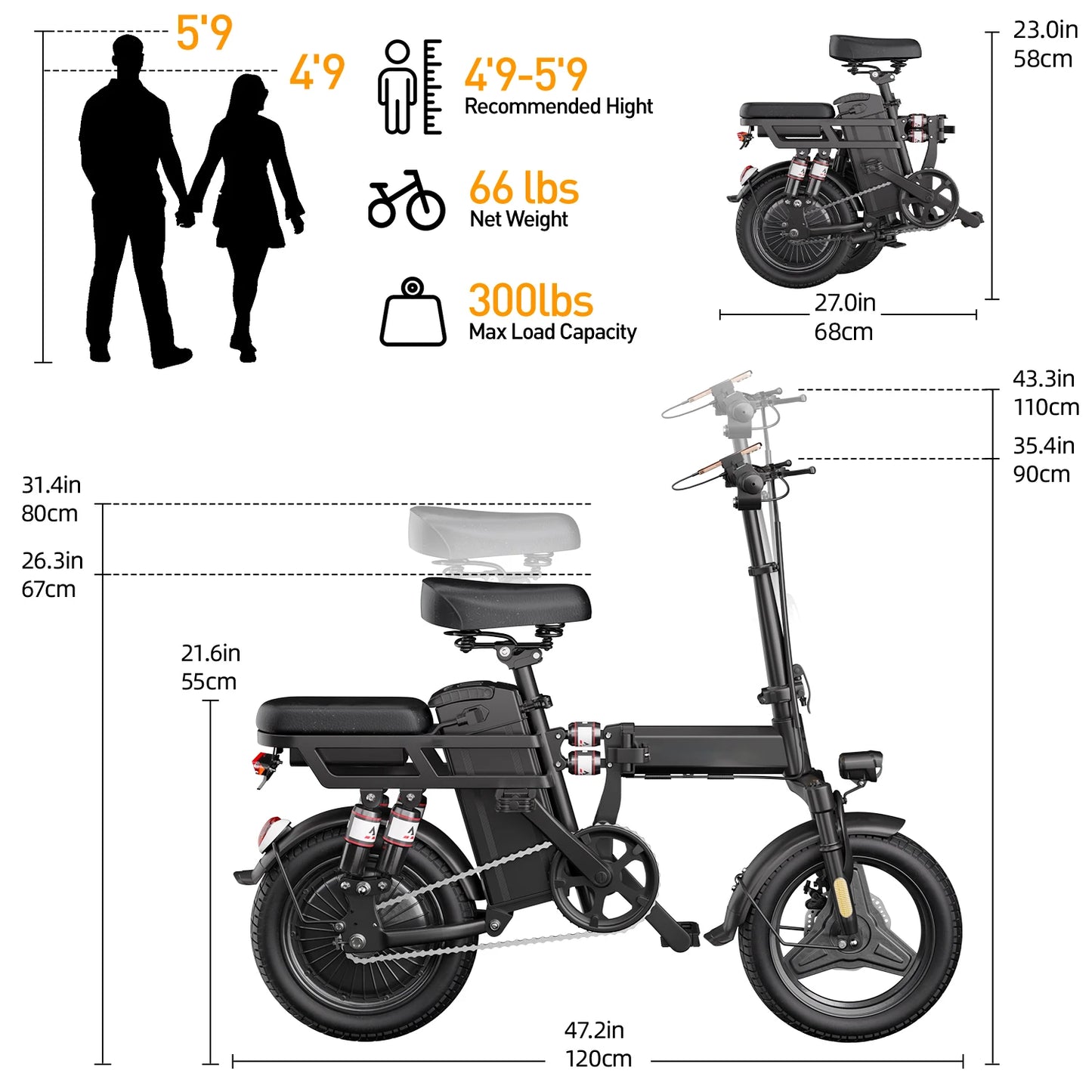 Folding Electric Bike 500W Motor Lithium Battery
