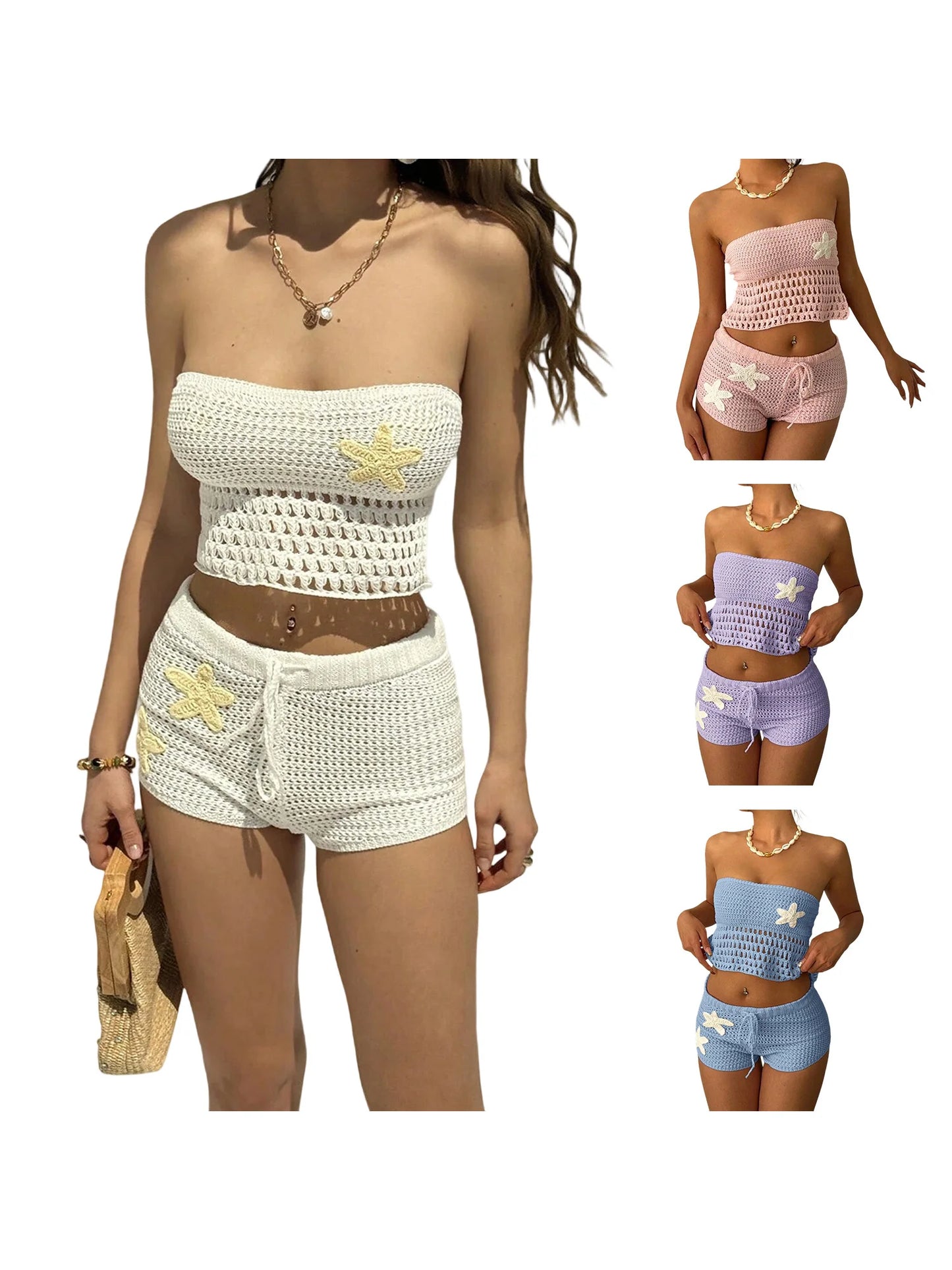 Womens 2 Piece Lace Outfit Crop Top Mini Skirt