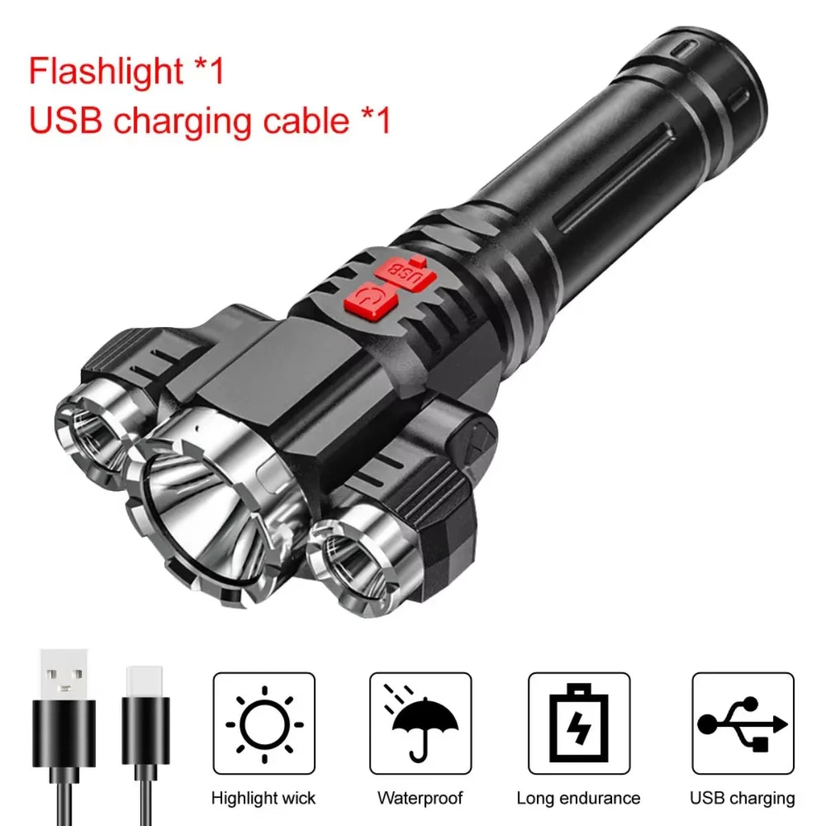 Rechargeable Waterproof LED Flashlight