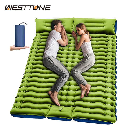 Double Sleeping Pad with Pillow and Foot Pump