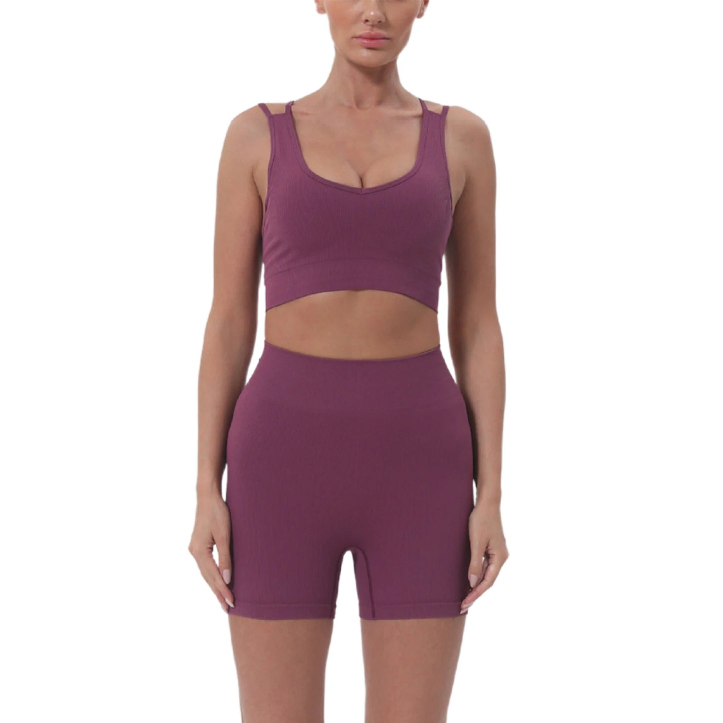 Women's Summer 2-Piece Crop Top & High-Waist Shorts Set