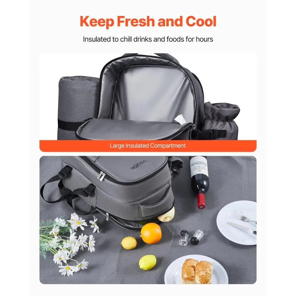 Picnic Backpack for Two with Cooler Compartment