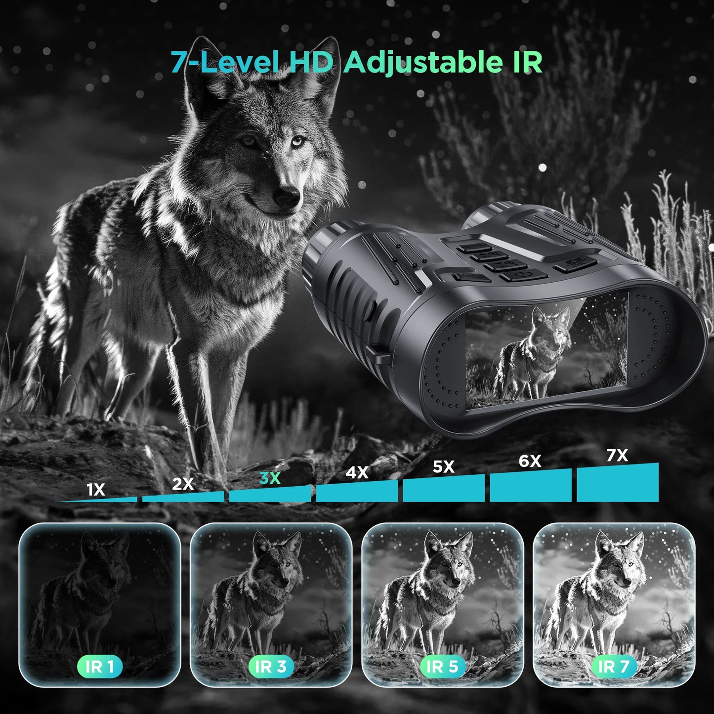 Night Vision Binoculars with 8X Zoom and 4K Recording