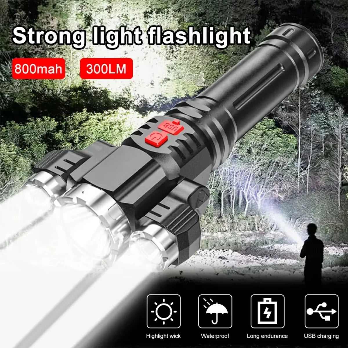 Rechargeable Waterproof LED Flashlight