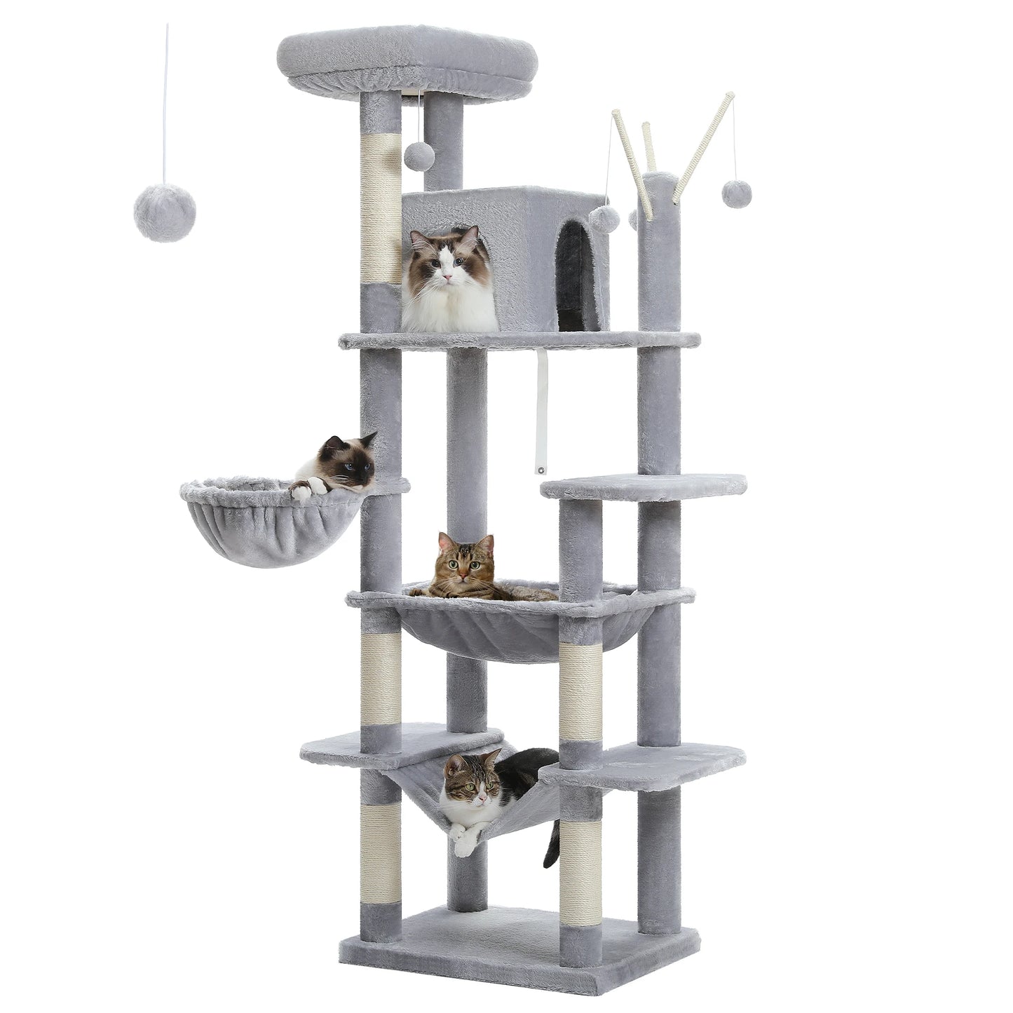Large Multi-Level Cat Tree Tower for Indoor Cats with Plush Condo Scratching Posts and Perches