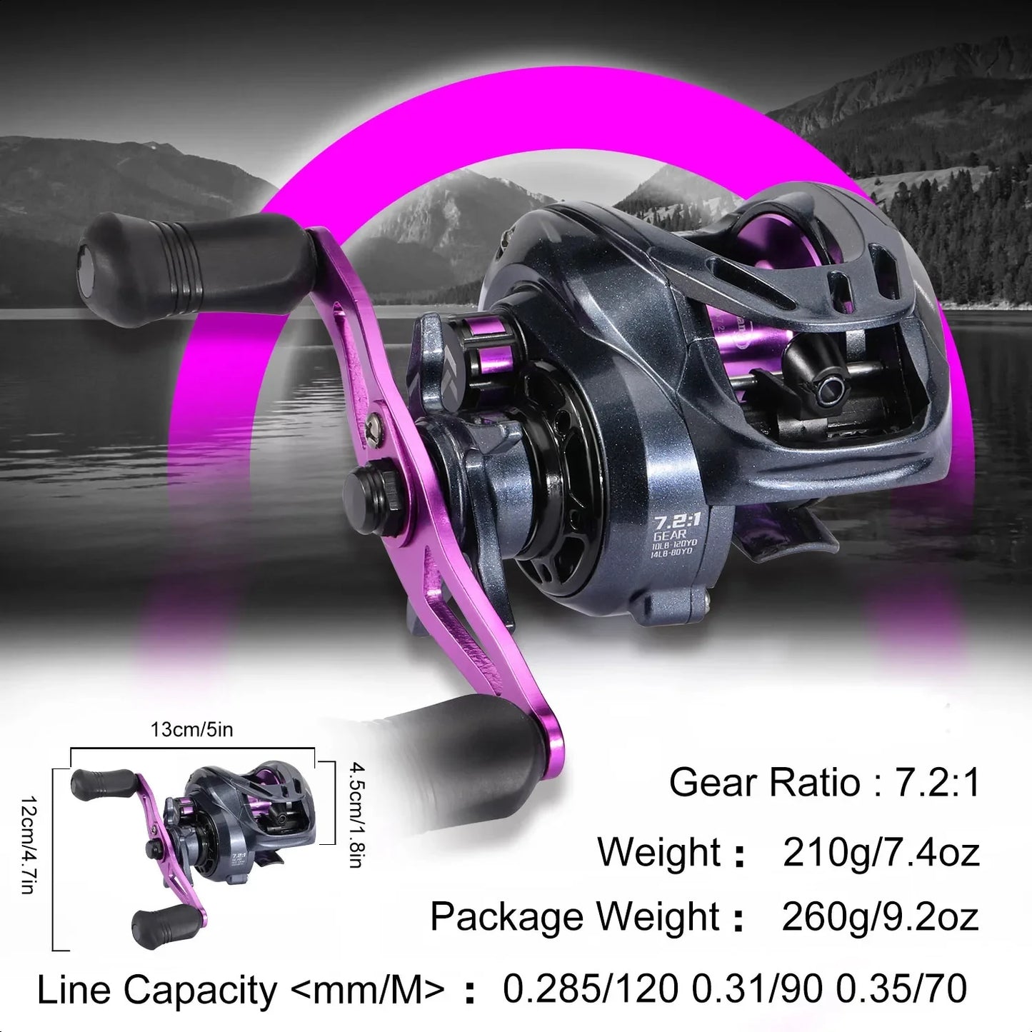 High Speed Baitcasting Fishing Reel 7.2 to 1