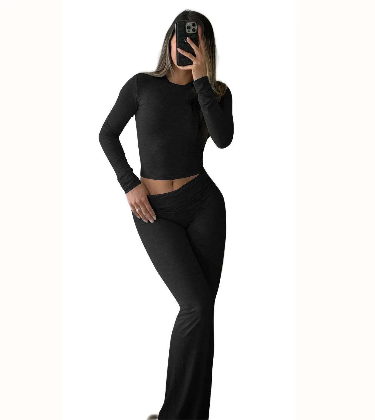 Women Yoga Flare Pants and Crop Top Set
