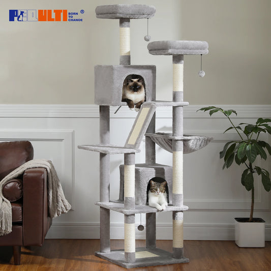Large Multi-Level Cat Tree Tower for Indoor Cats with Plush Condo Scratching Posts and Perches