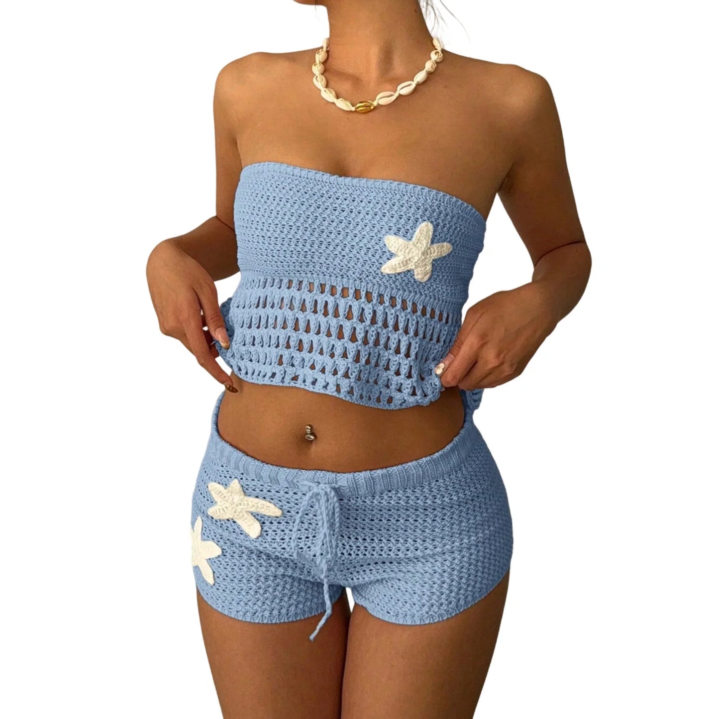 Womens 2 Piece Lace Outfit Crop Top Mini Skirt