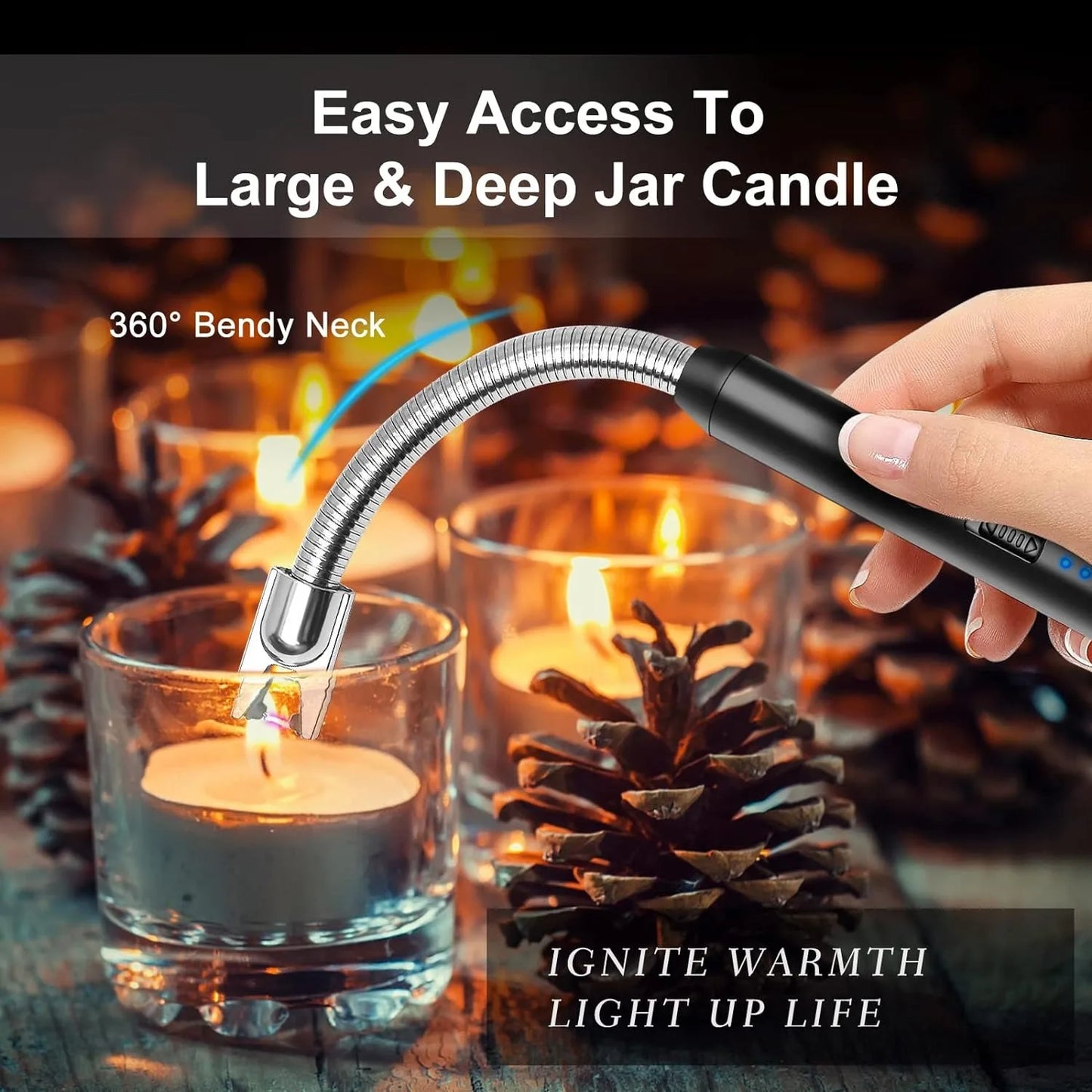 3PCS Rechargeable Plasma Arc Lighter Windproof USB Kitchen Set