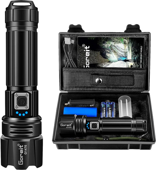 Goreit High Lumens Rechargeable Flashlight 990000 Lumen Super Bright LED