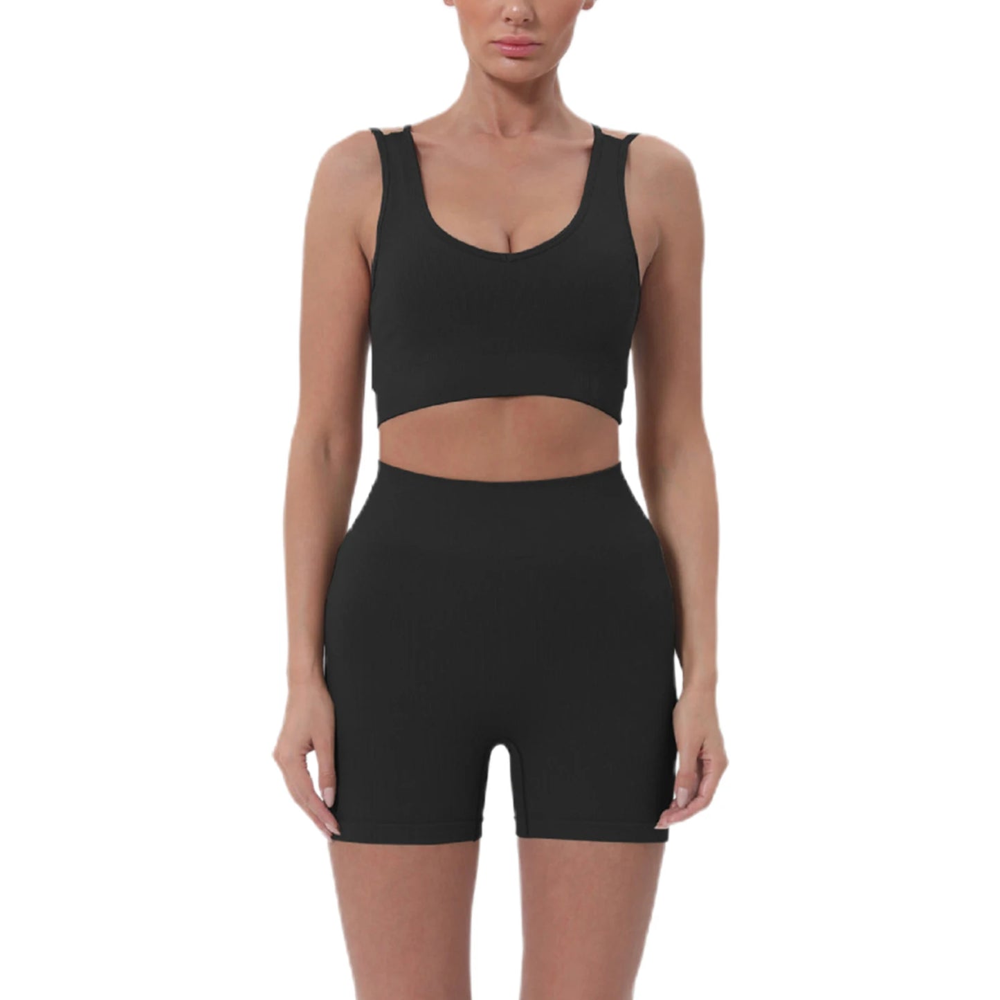 Women's Summer 2-Piece Crop Top & High-Waist Shorts Set
