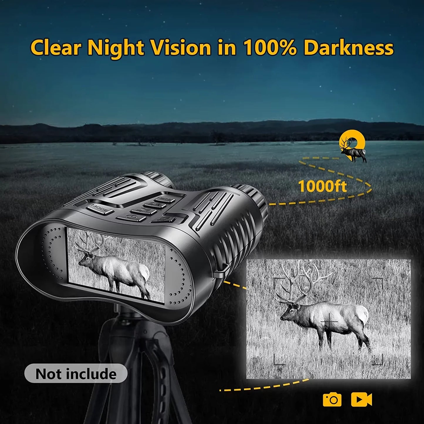 Night Vision Binoculars with 8X Zoom and 4K Recording