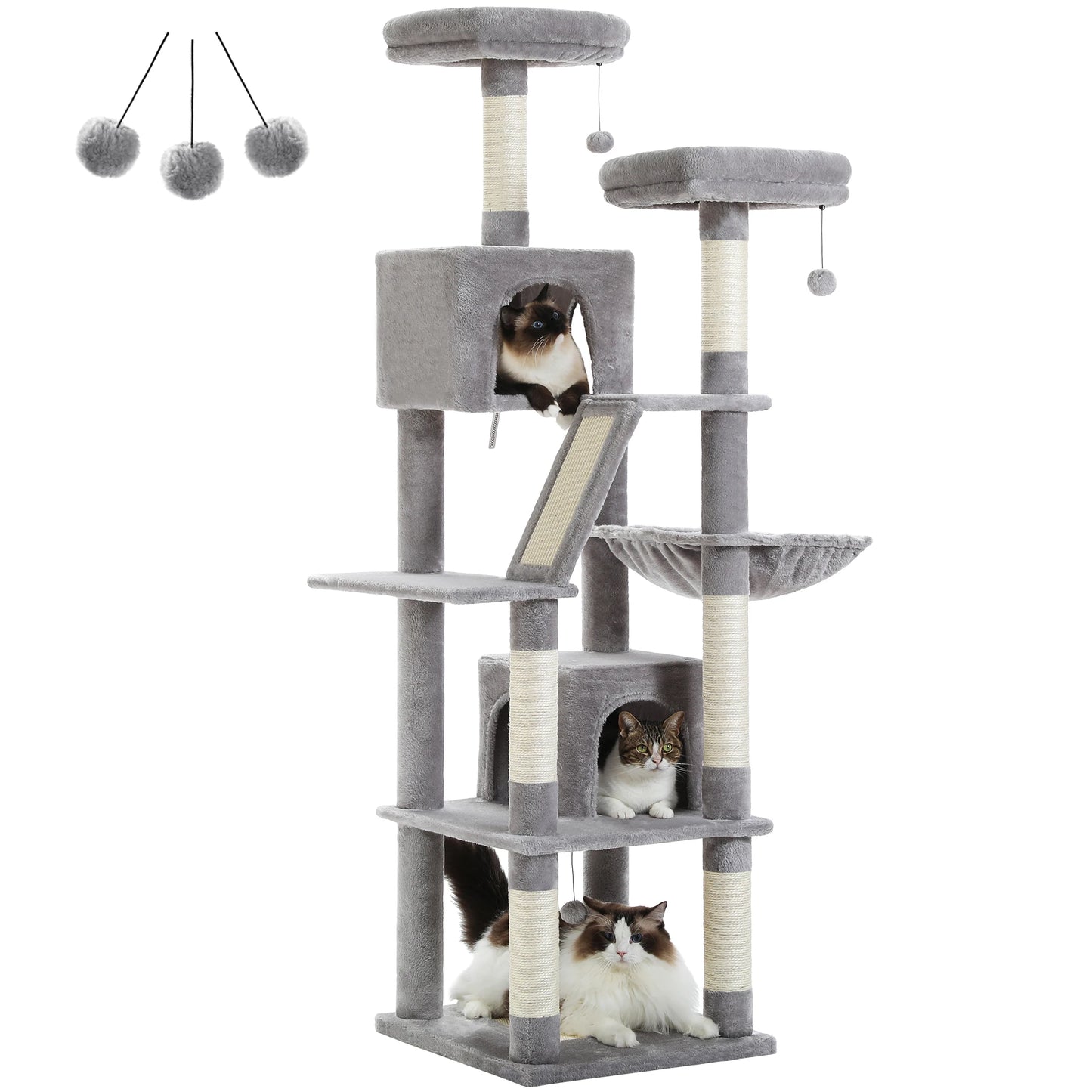 Large Multi-Level Cat Tree Tower for Indoor Cats with Plush Condo Scratching Posts and Perches