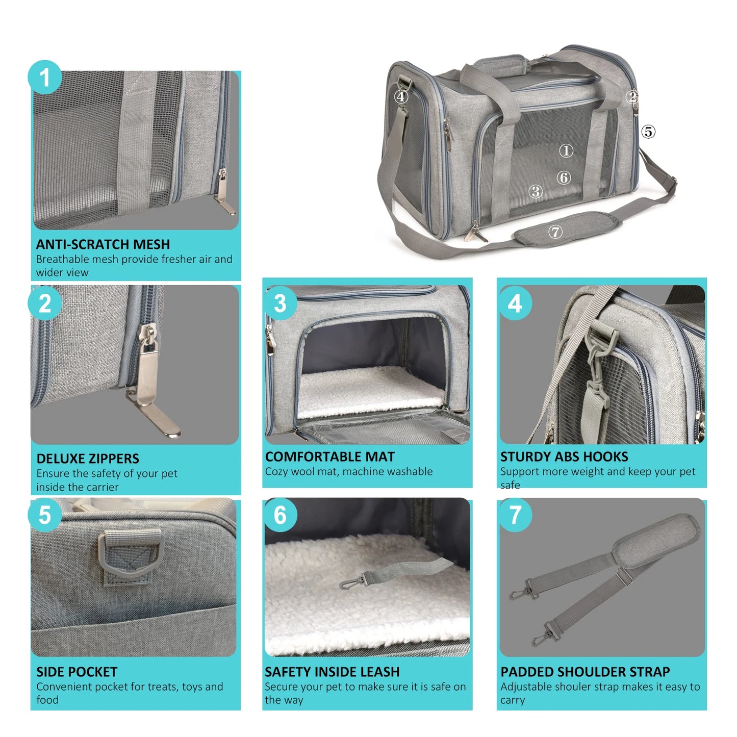 Airline-Approved Soft-Sided Pet Carrier Backpack for Small Dogs and Cats