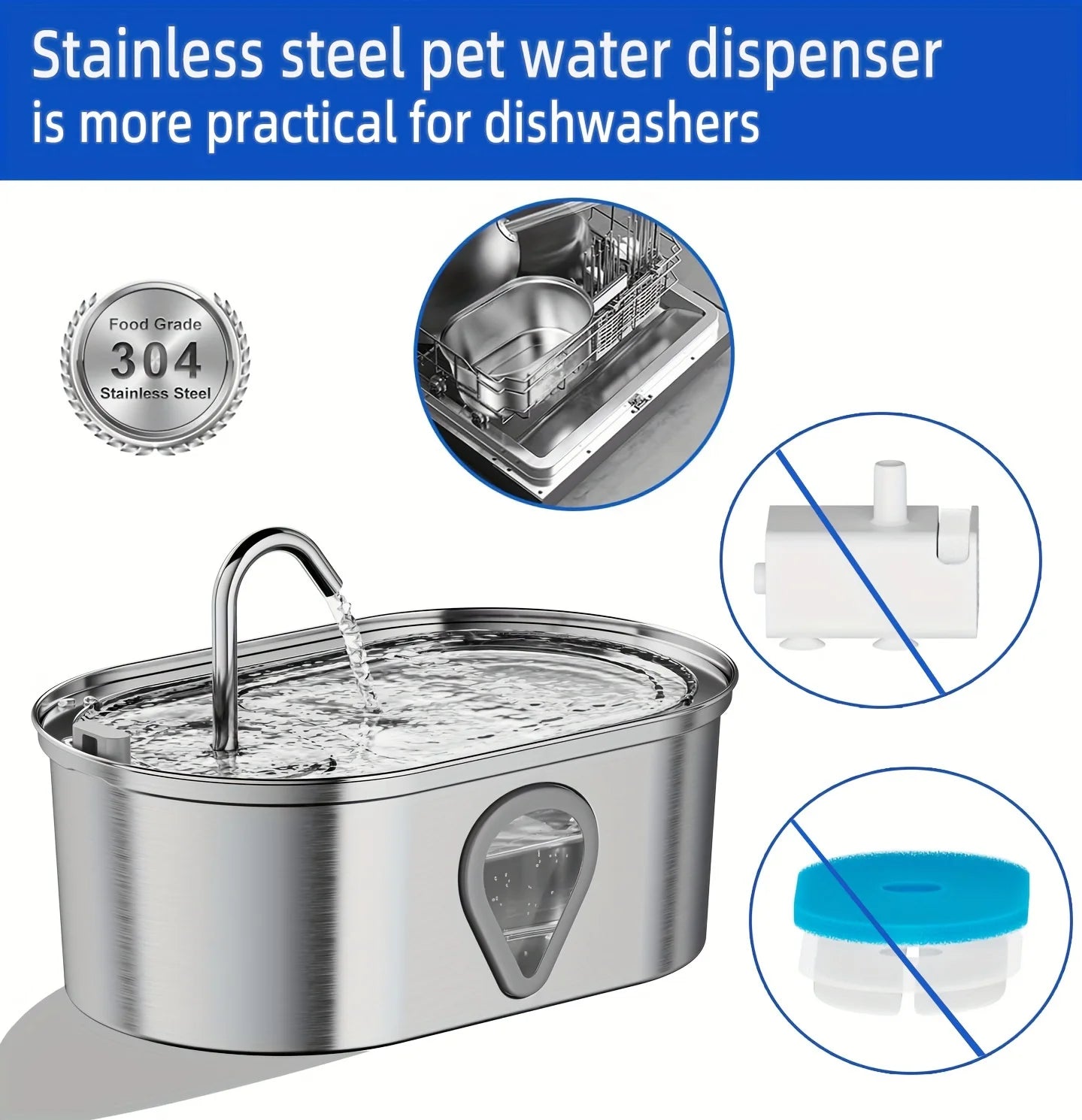 Stainless Steel Automatic Cat Water Fountain