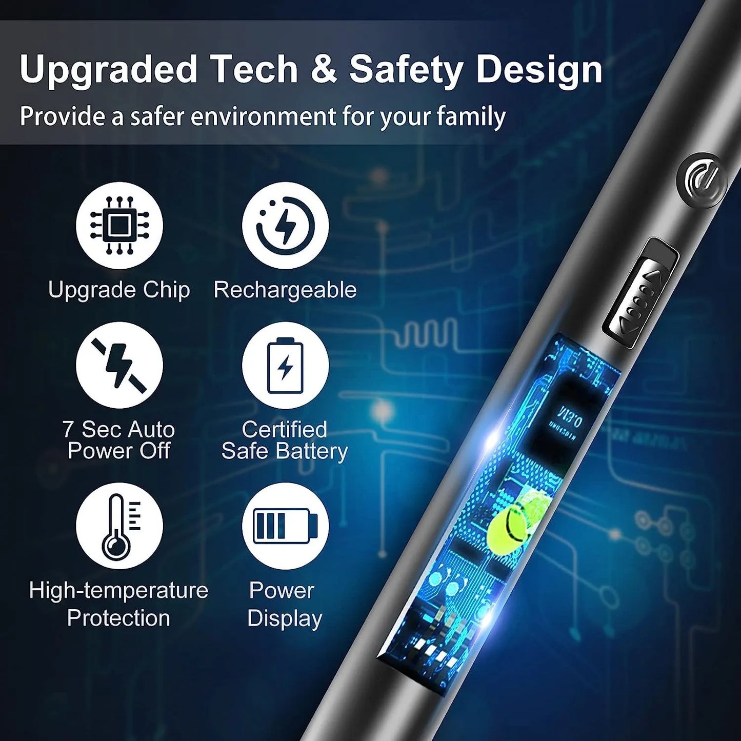 3PCS Rechargeable Plasma Arc Lighter Windproof USB Kitchen Set