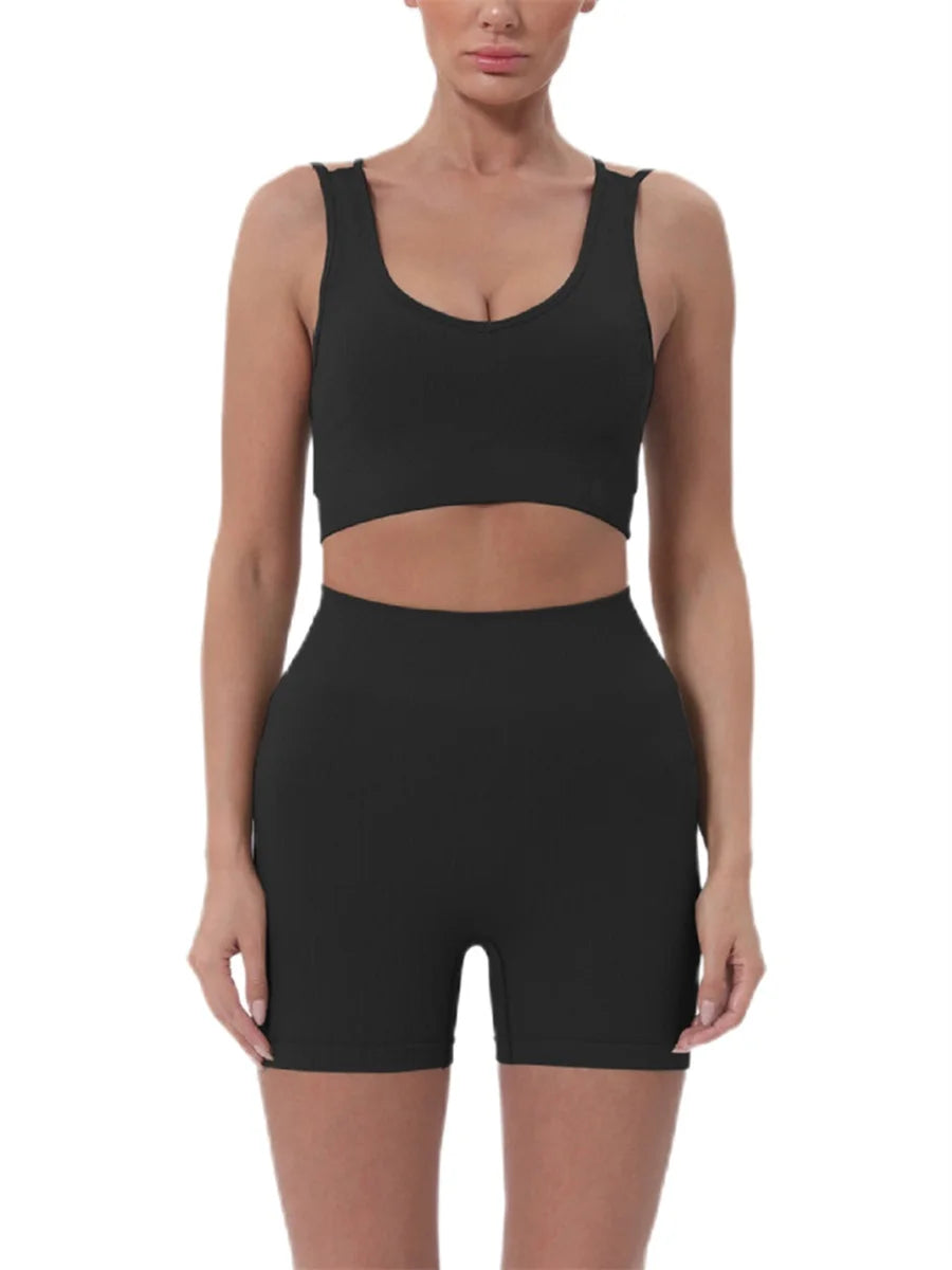 Women's Summer 2-Piece Crop Top & High-Waist Shorts Set