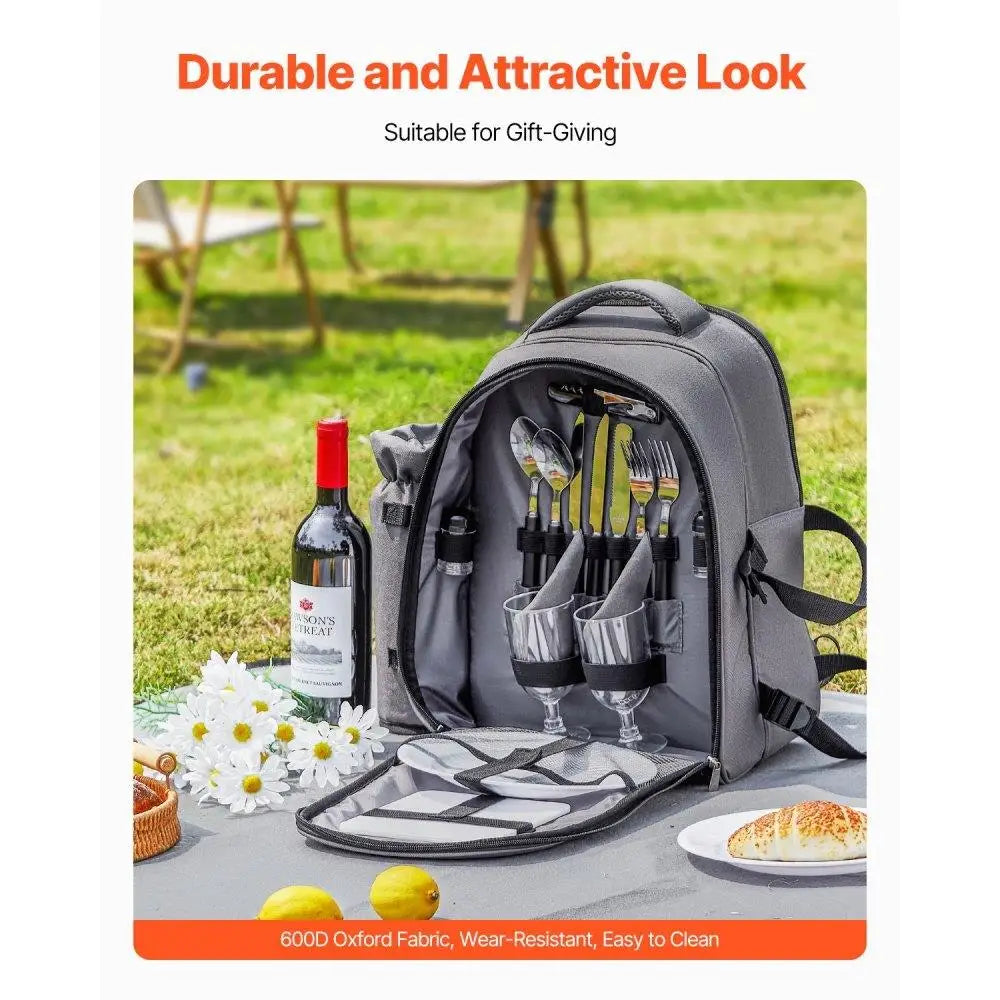 Picnic Backpack for Two with Cooler Compartment