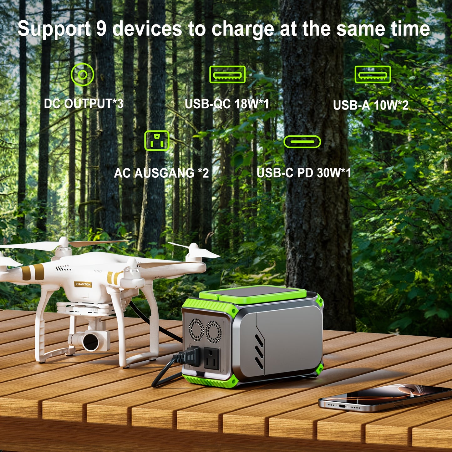 **Portable Solar Generator with Multi Output Ports**