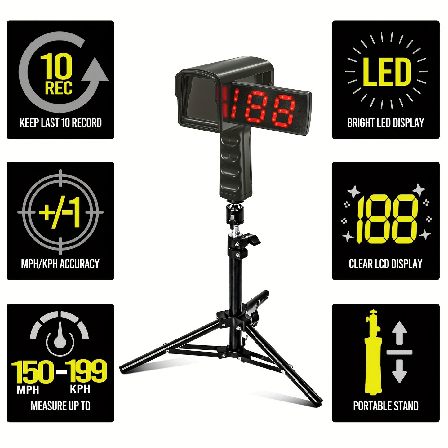 Baseball Speed Radar Gun with Tripod Display